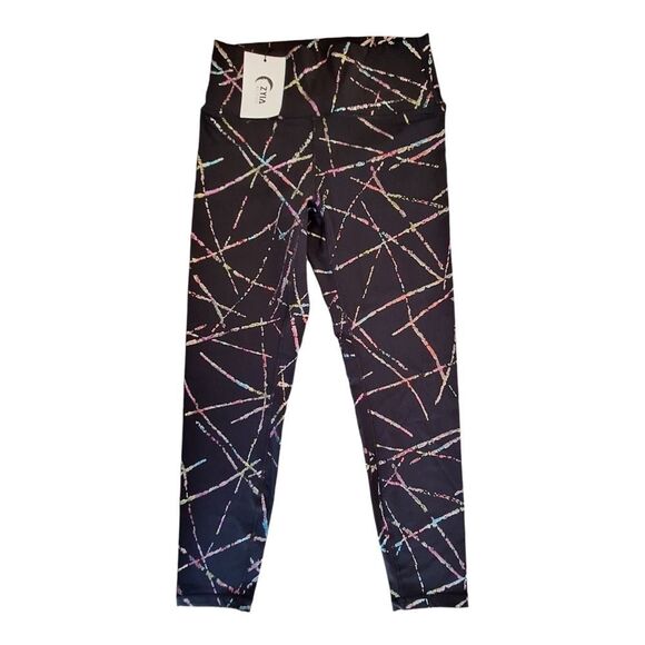 NWT Zyia Abstract Hi Rise 7/8 Active Leggings 24" Metallic Tights Size 6 - 8 - Picture 2 of 12